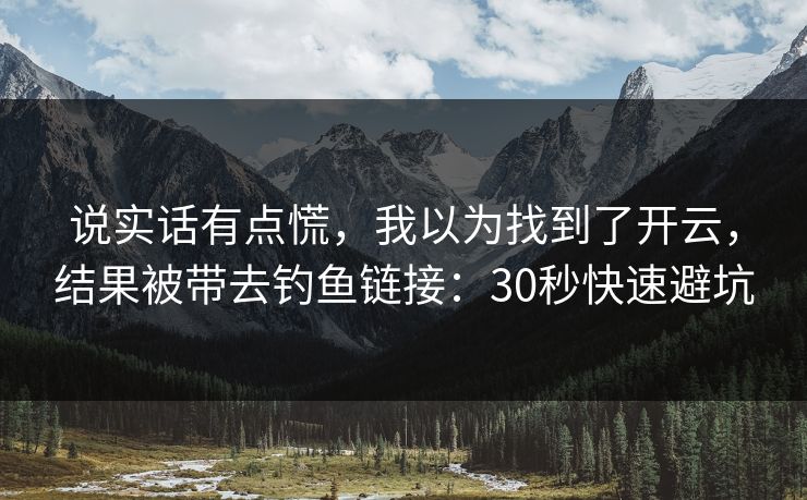 详细阅读:说实话有点慌,我以为找到了开云,结果被带去钓鱼链接:30秒快速避坑 说实话有点慌,我以为找到了开云,结果被带去钓鱼链接:30秒快速避坑