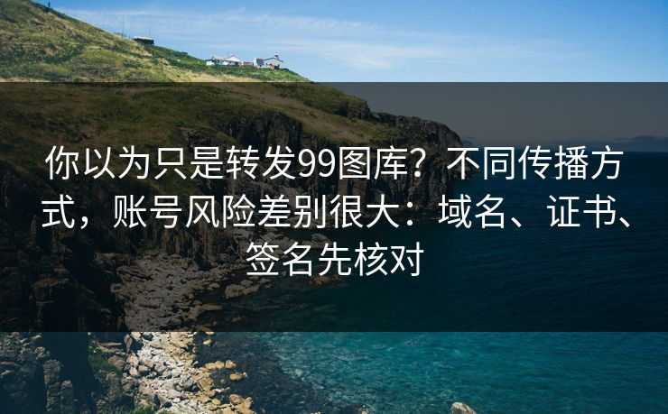详细阅读:你以为只是转发99图库?不同传播方式,账号风险差别很大:域名、证书、签名先核对 你以为只是转发99图库?不同传播方式,账号风险差别很大:域名、证书、签名先核对